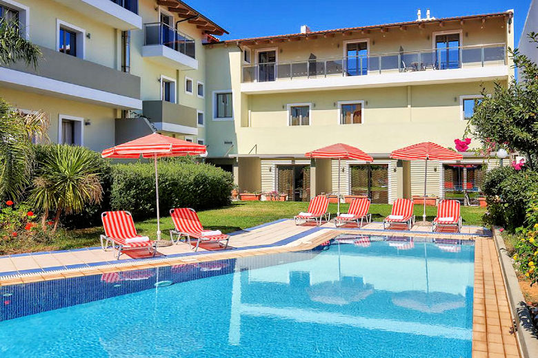 The hotel's swimming pool and garden