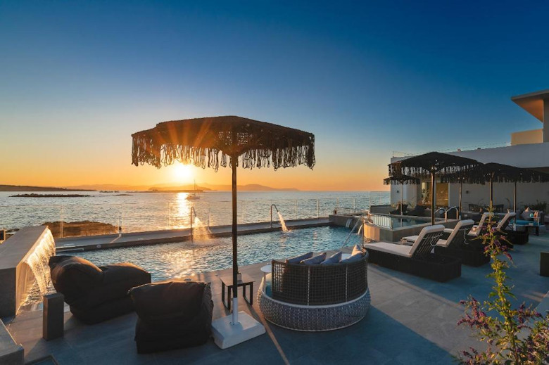 Sunset views across the pool