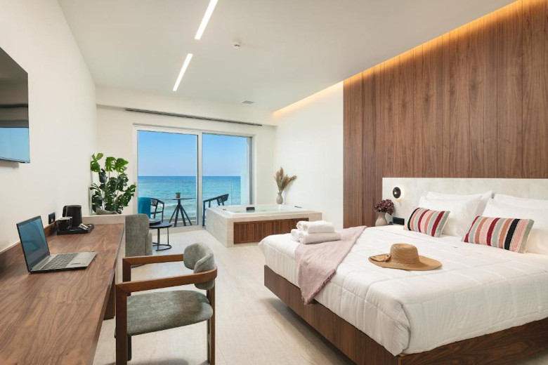 A Junior Seafront Suite with Hot Tub and Balcony