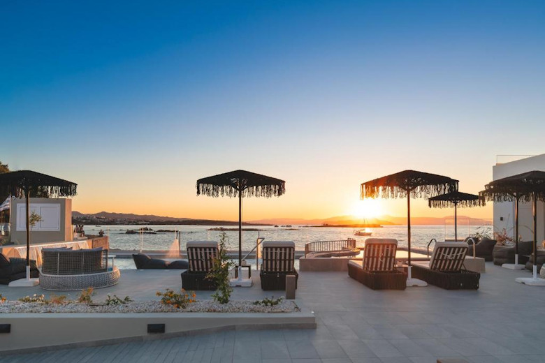 Sunset views across the pool