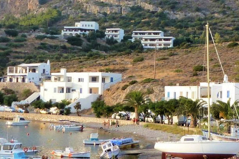 The hotel stands on the hillside above Kapsali