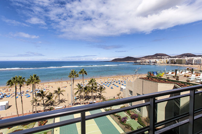 View from the balcony of a sea view room over Las Canteras beach