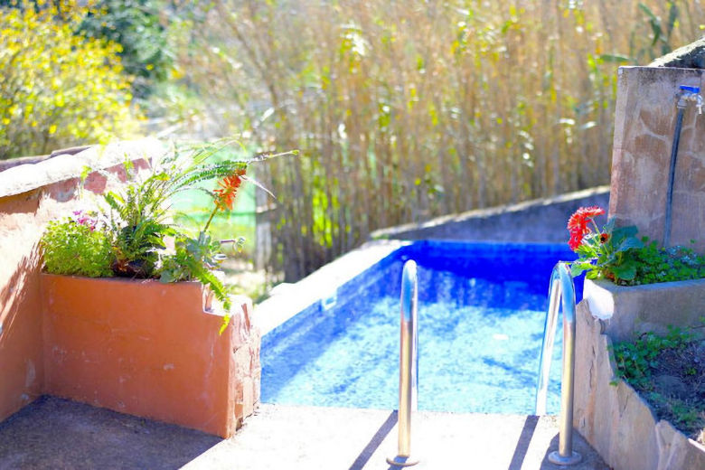 The ladder leading into the pool