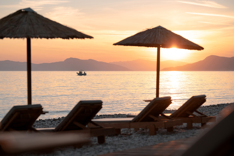 The beach at sunset