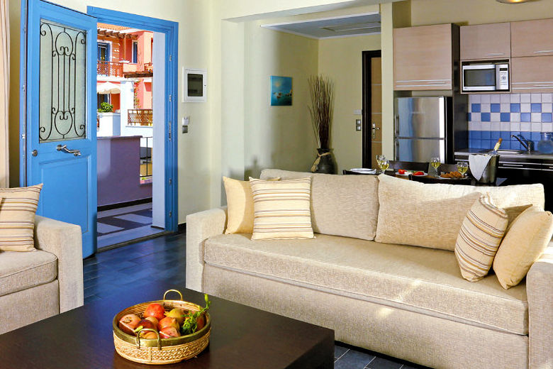 Living room and open-plan kitchen in an apartment