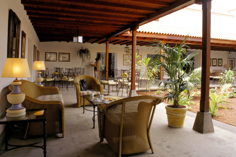 The hotel's charming courtyard