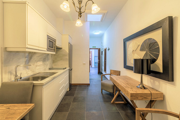 Each apartment has an open-plan kitchen