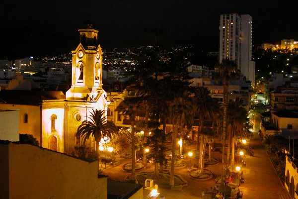 Night-time view from one of the rooms facing the square