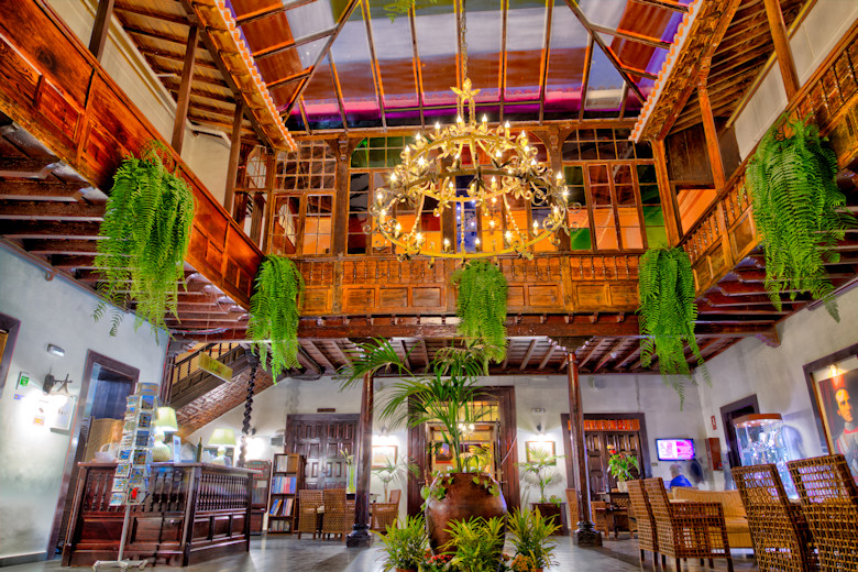 The hotel's lobby was created from a traditional Canarian courtyard