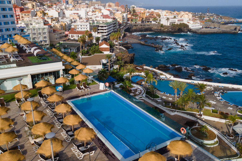 View from the rooftop pool towards the old town