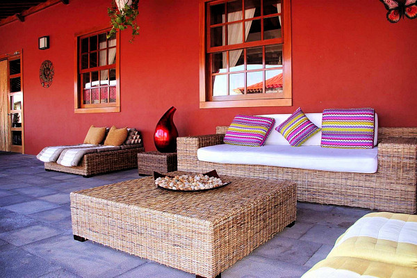 Relaxation area on one of the hotel's covered terraces