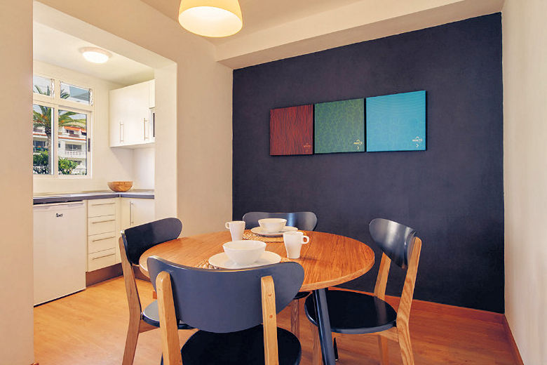 Kitchenette and dining area in an apartment