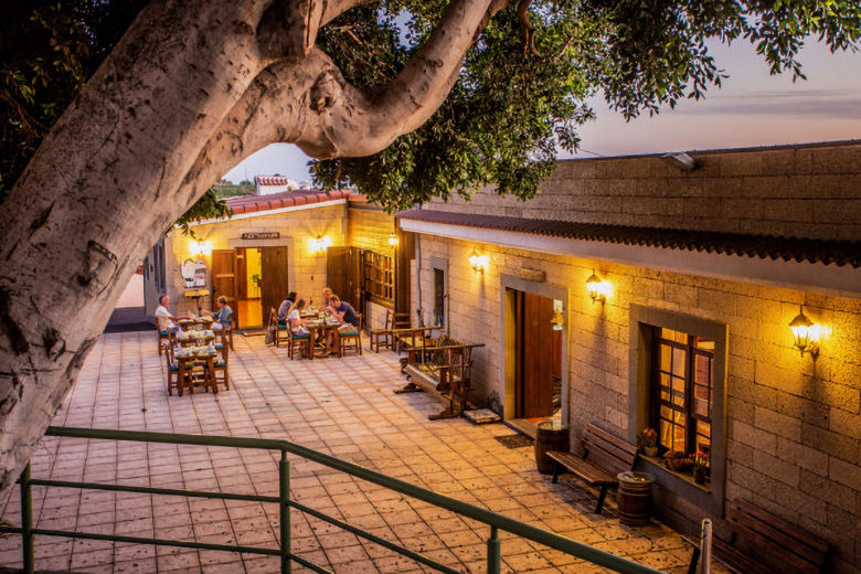 Dining on the courtyard terrace
