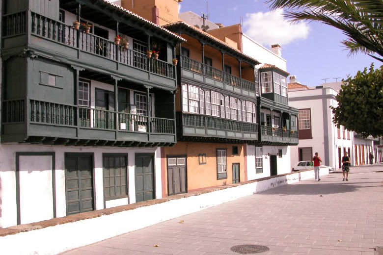 Traditional wooden balconies in Santa Cruz de La Palma