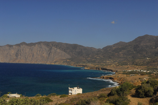 The rugged coastline at Mochlos