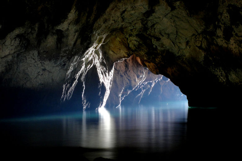 Sea cave on the small islet of Hytra