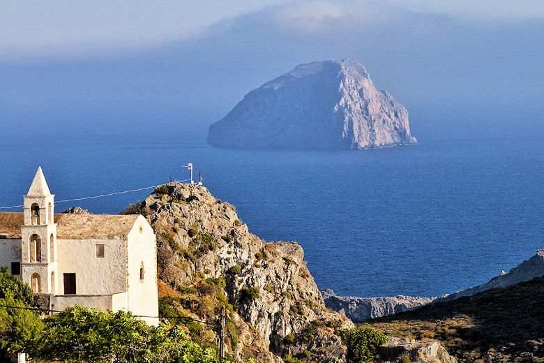 View from Chora towards the small islet of Hytra