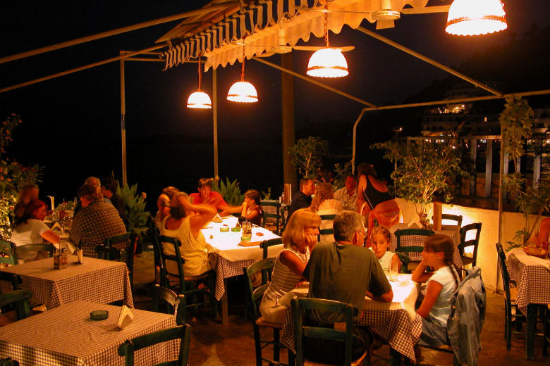 Seafront dining in Loutro