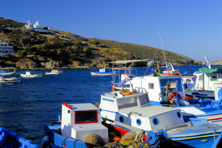 Colourful fishing boats in the harbour