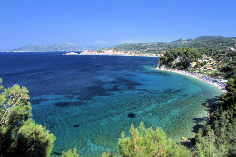 Limonakia Beach, with Kokkari in the distance