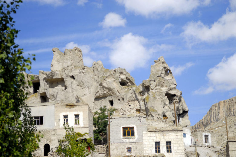 Dwellings partially carved from the rock