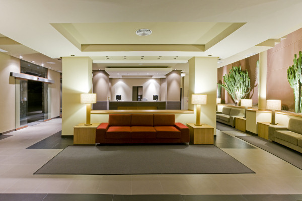 The lobby and reception area