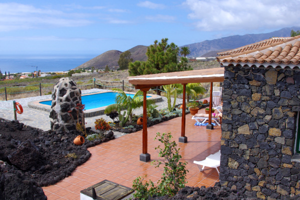 View across Casa La Majada's pool towards the sea