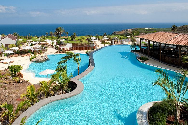 View across the hotel's swimming pools to the ocean