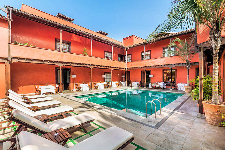 The hotel's heated pool in the courtyard